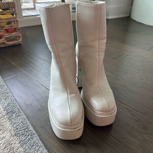 Zara white platform boots